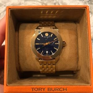 NWT Tory Burch navy and gold watch